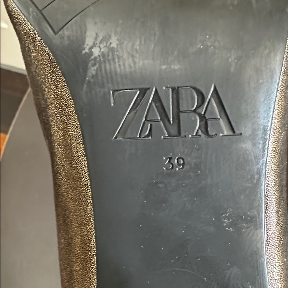 Zara Metallic Gold Tone Thin Heel Ankle Boots Size 9 - Picture 13 of 13